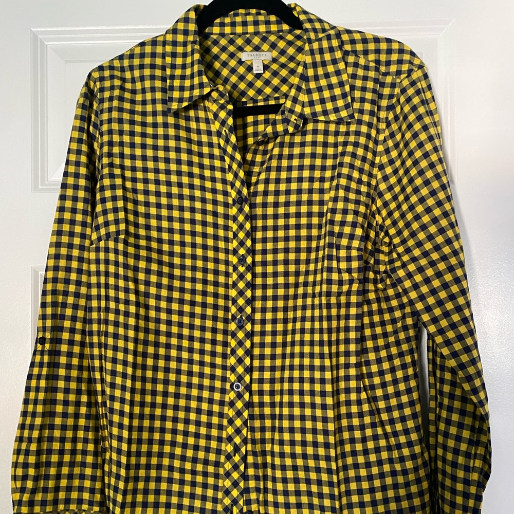 Talbots Gingham Button Up Blouse M